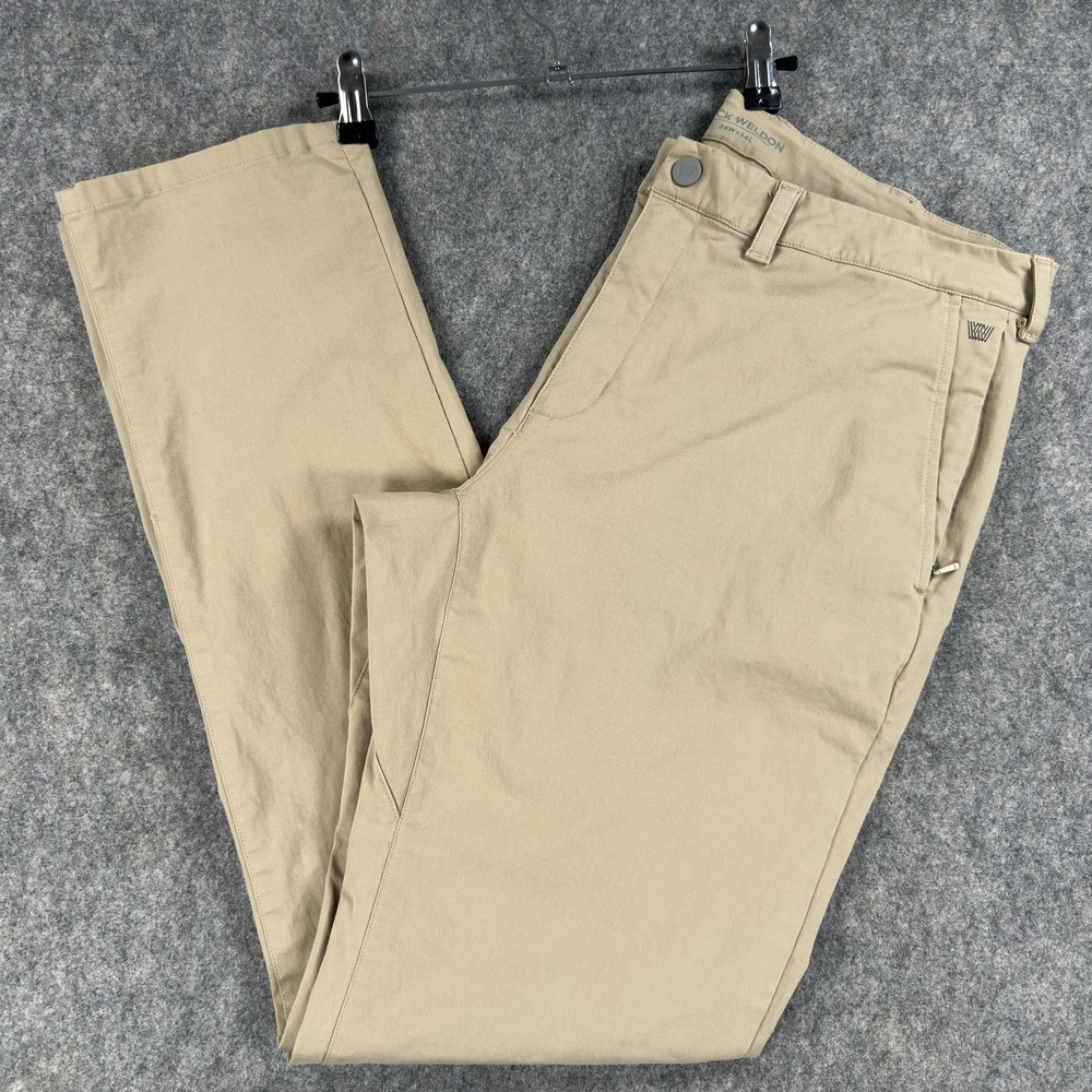 Mack Weldon Pants Mens 34x32 (Tag 34x34) Beige Stretch Chino Regular Fit‎ Casual